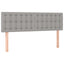sengegavl med LED-lys 144x5x78/88 cm stof lysegrå