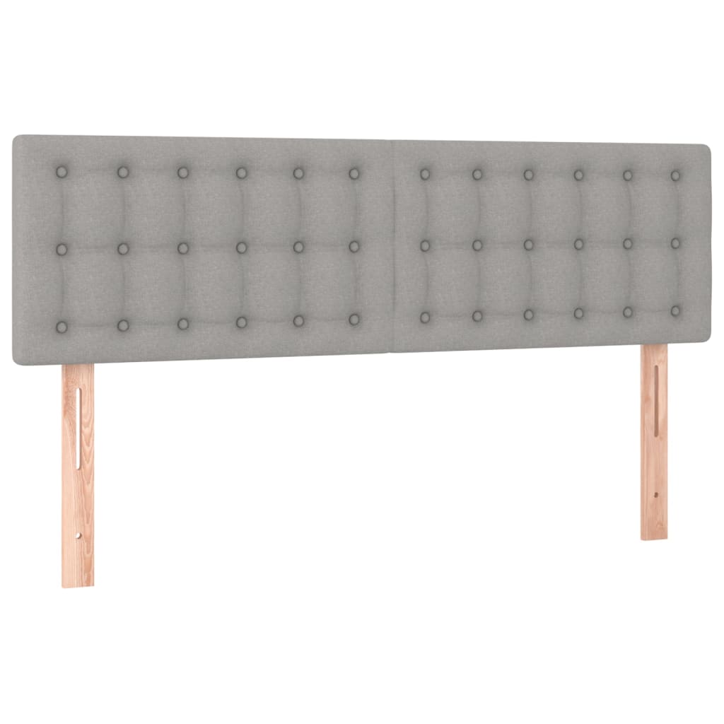 sengegavl med LED-lys 144x5x78/88 cm stof lysegrå