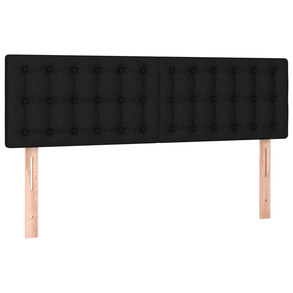 sengegavl med LED-lys 144x5x78/88 cm stof sort