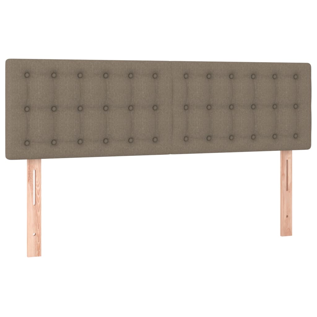 sengegavl med LED-lys 144x5x78/88 cm stof gråbrun
