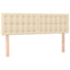 sengegavl med LED-lys 144x5x78/88 cm stof cremefarvet