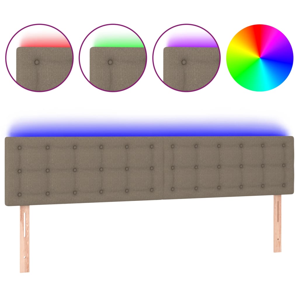 sengegavl med LED-lys 160x5x78/88 cm stof gråbrun