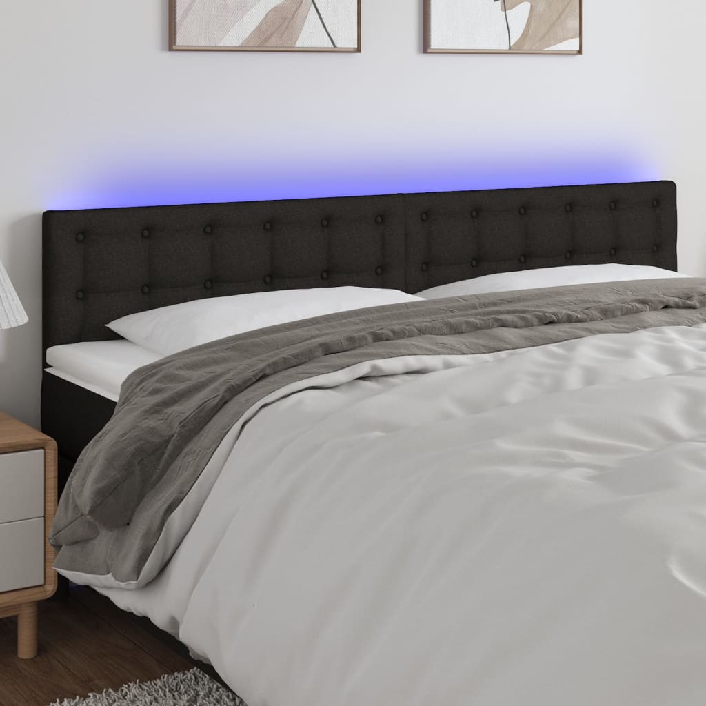 sengegavl med LED-lys 180x5x78/88 cm stof sort