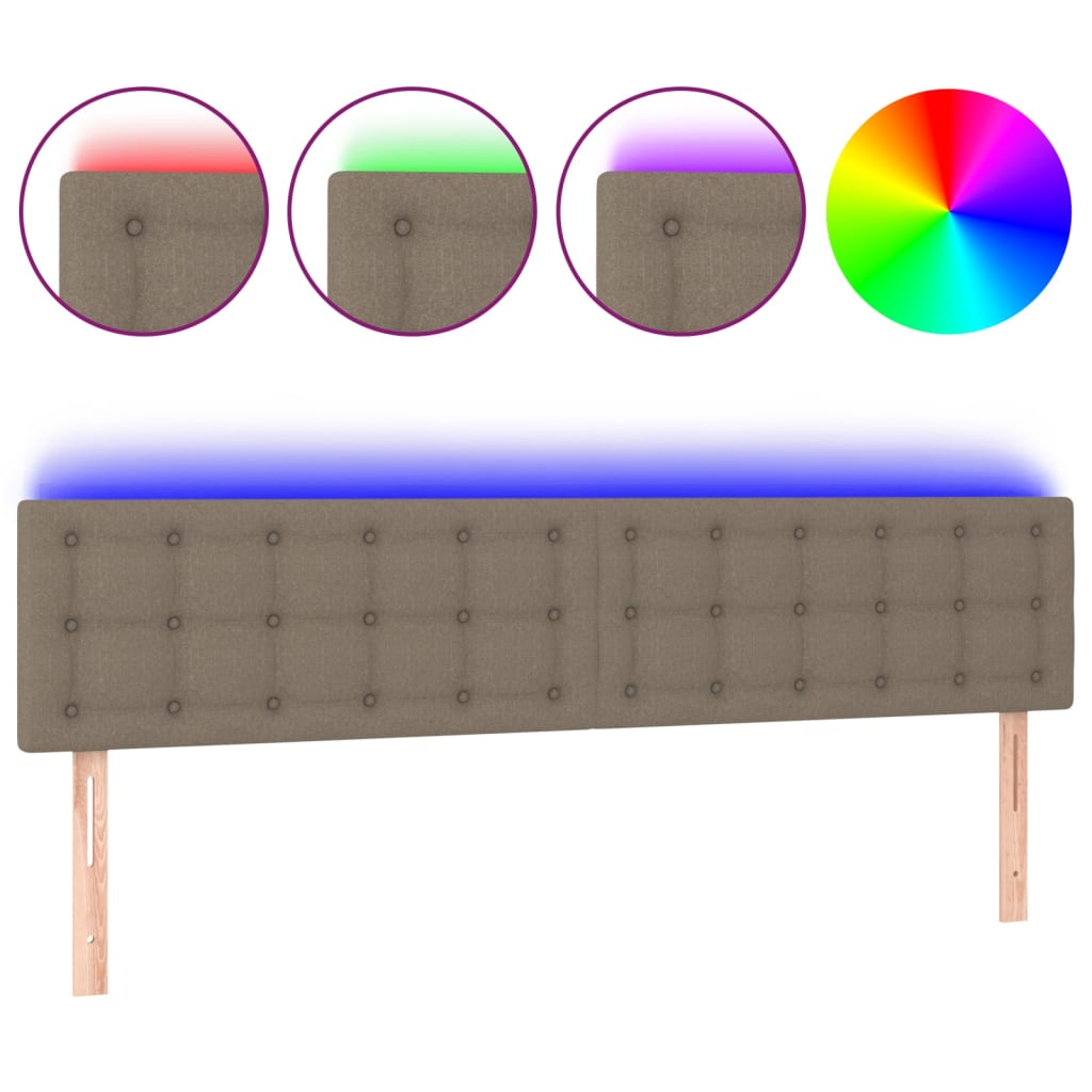 sengegavl med LED-lys 180x5x78/88 cm stof gråbrun