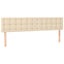 sengegavl med LED-lys 180x5x78/88 cm stof cremefarvet