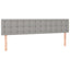 sengegavl med LED-lys 200x5x78/88 cm stof lysegrå