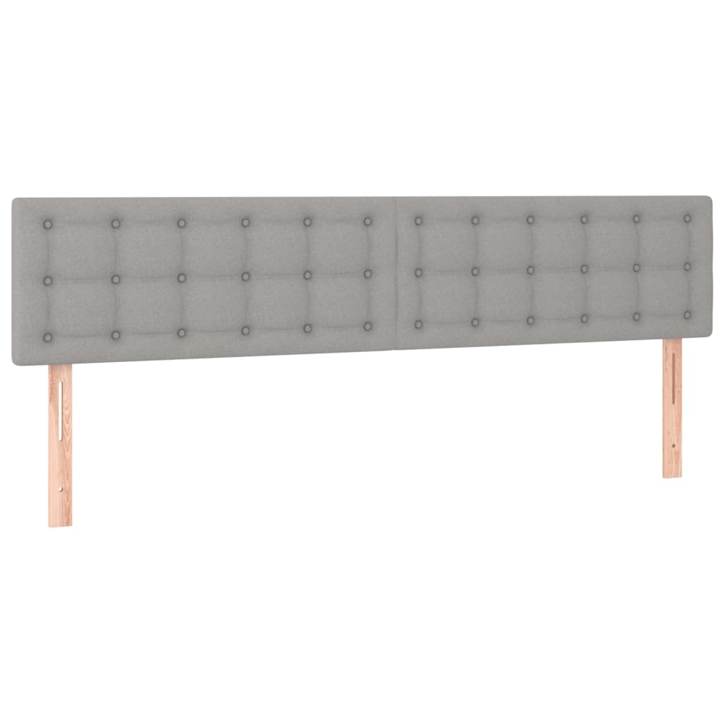 sengegavl med LED-lys 200x5x78/88 cm stof lysegrå