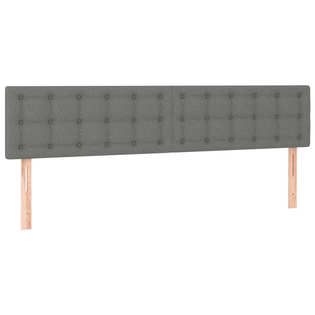 sengegavl med LED-lys 200x5x78/88 cm stof mørkegrå