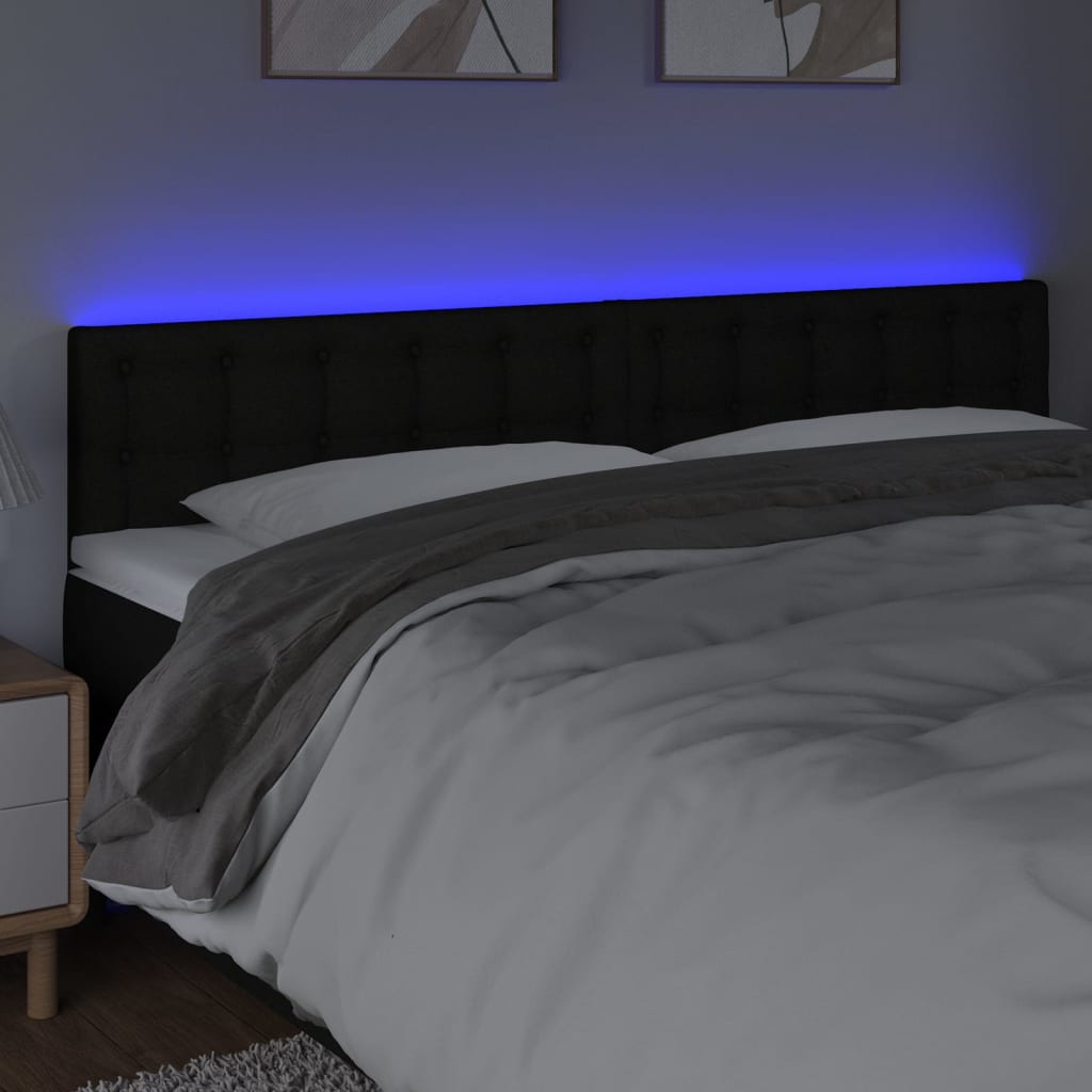 sengegavl med LED-lys 200x5x78/88 cm stof sort