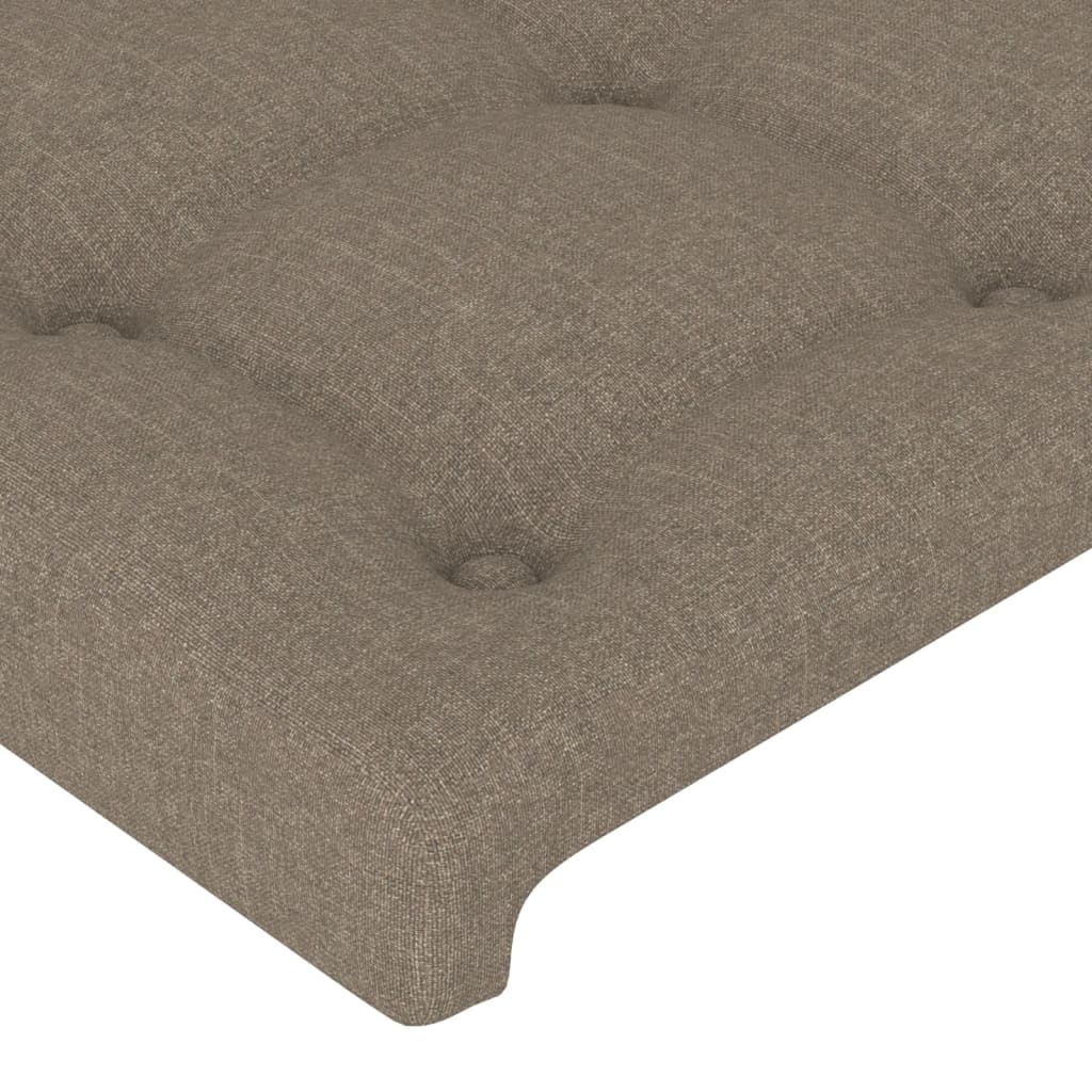 sengegavl med LED-lys 200x5x78/88 cm stof gråbrun