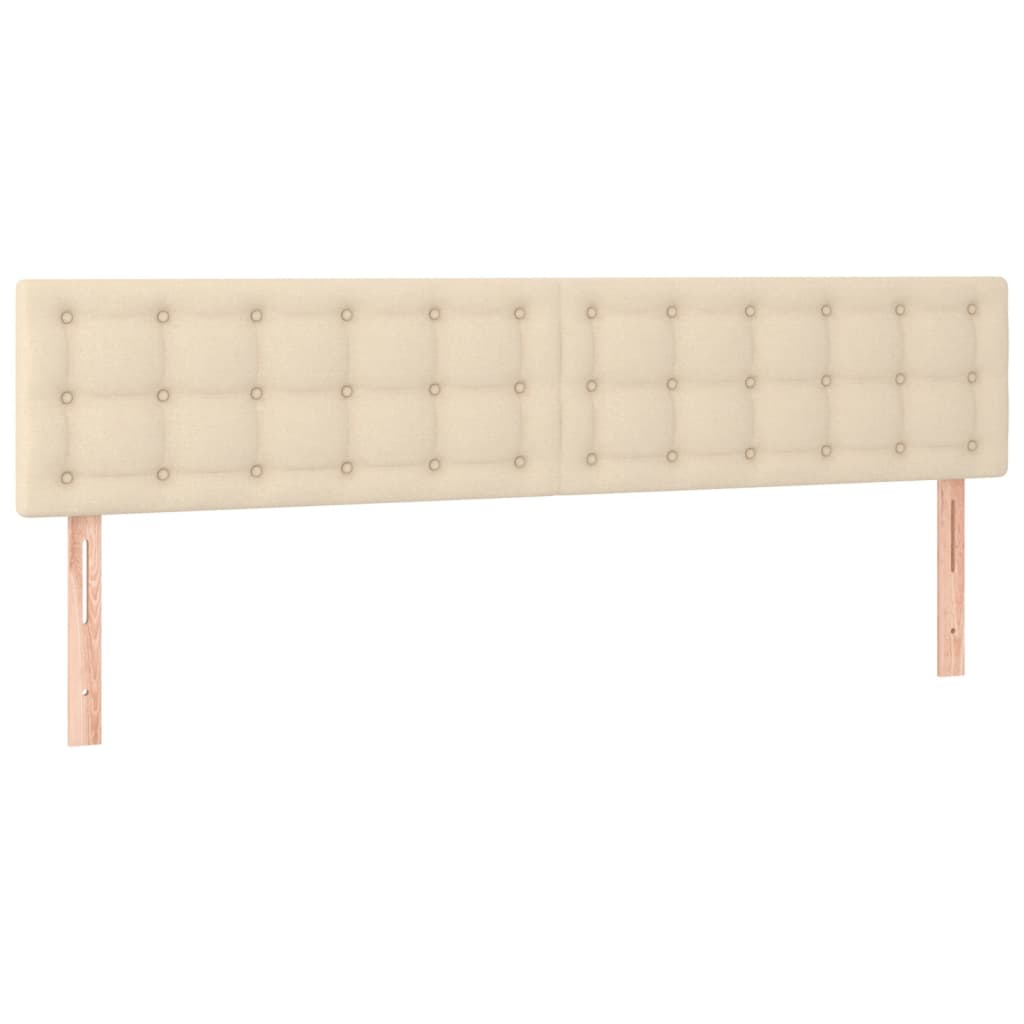 sengegavl med LED-lys 200x5x78/88 cm stof cremefarvet