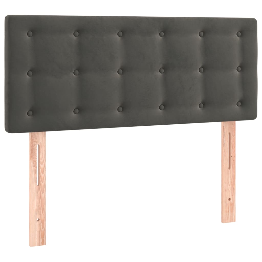 sengegavl med LED-lys 80x5x78/88 cm velour mørkegrå