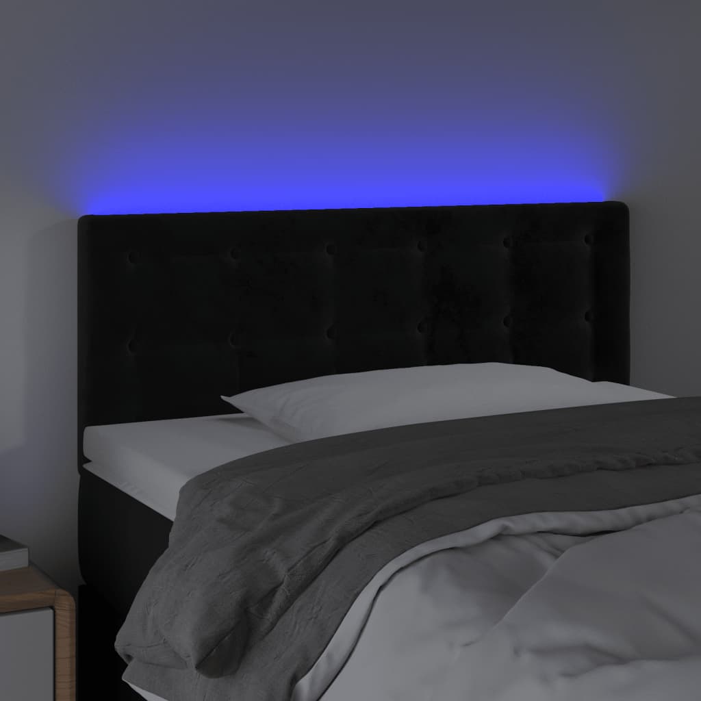 sengegavl med LED-lys 80x5x78/88 cm velour sort