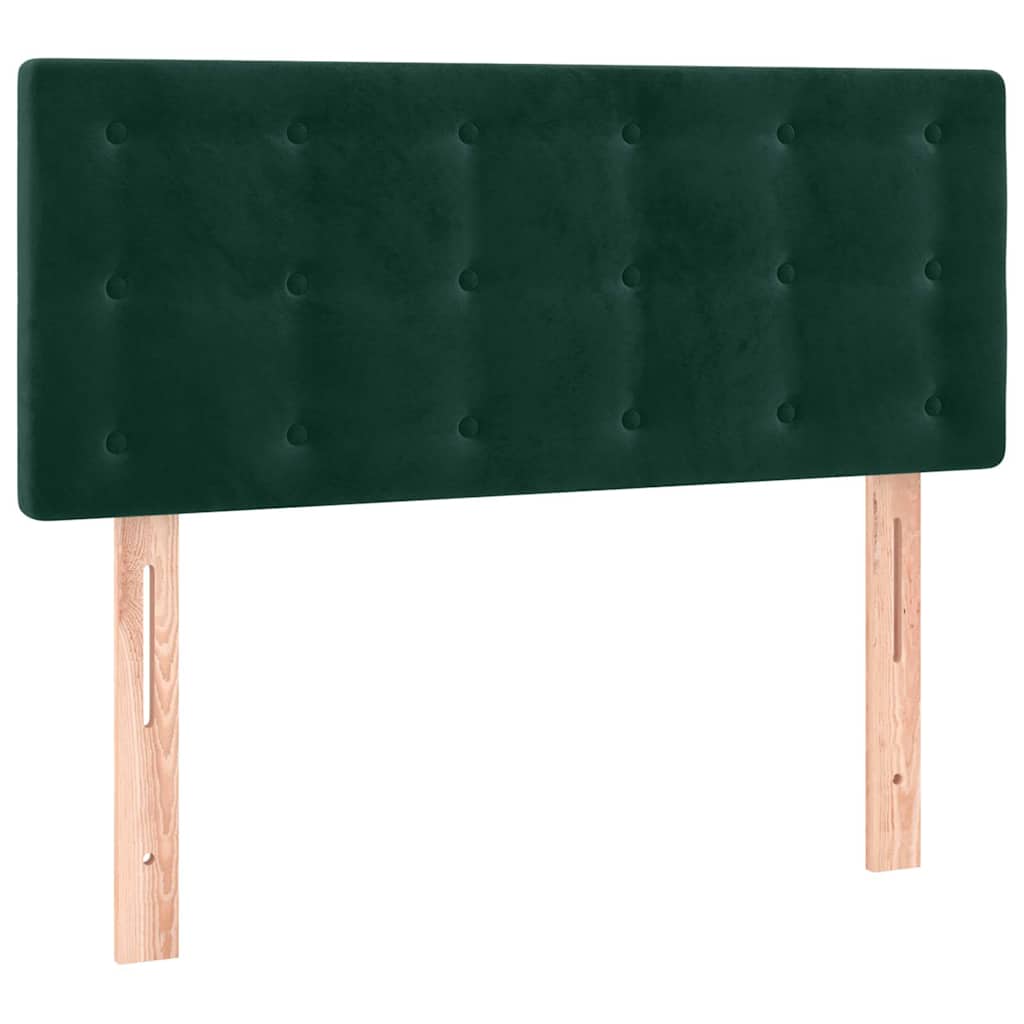 sengegavl med LED-lys 80x5x78/88 cm velour mørkegrøn