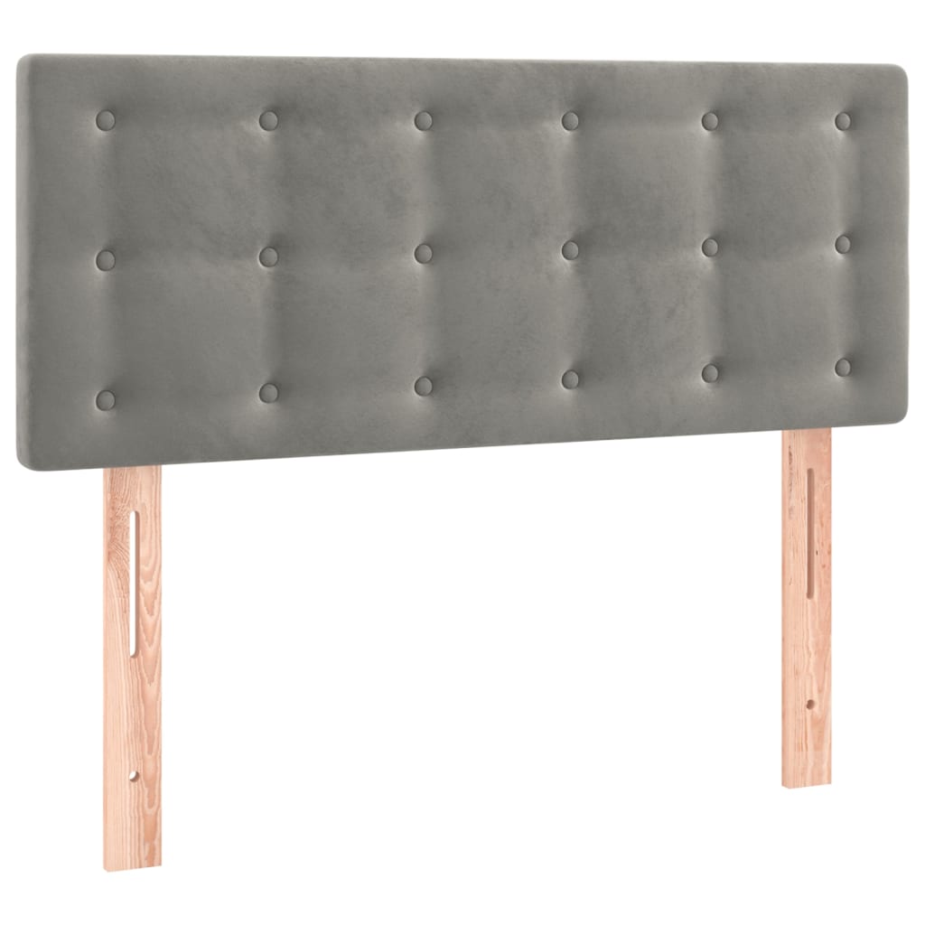 sengegavl med LED-lys 90x5x78/88 cm fløjl lysegrå