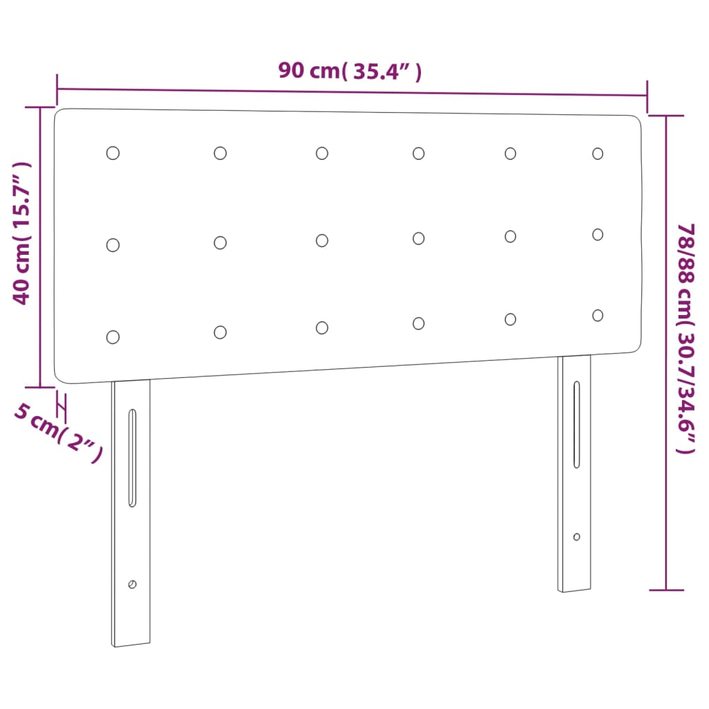 sengegavl med LED-lys 90x5x78/88 cm fløjl sort