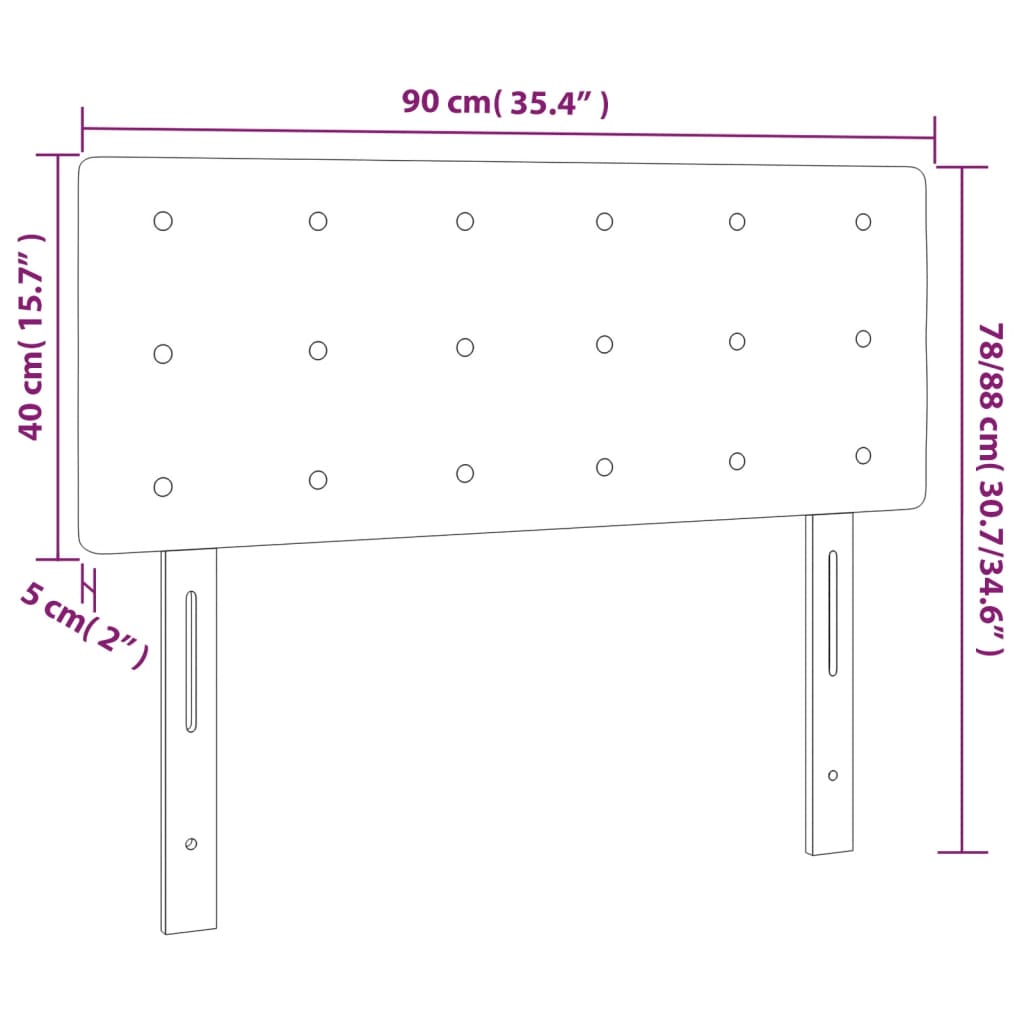 sengegavl med LED-lys 90x5x78/88 cm fløjl lyserød