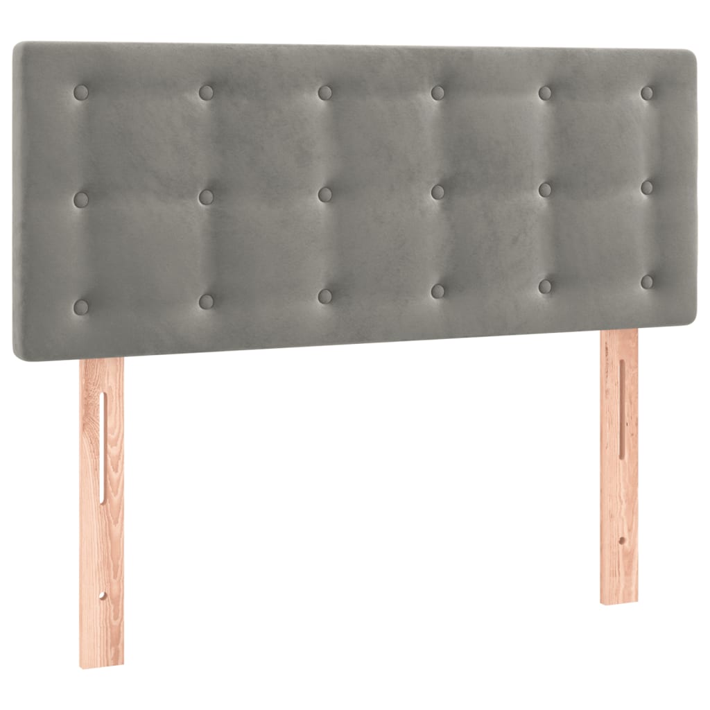 sengegavl med LED-lys 100x5x78/88 cm fløjl lysegrå