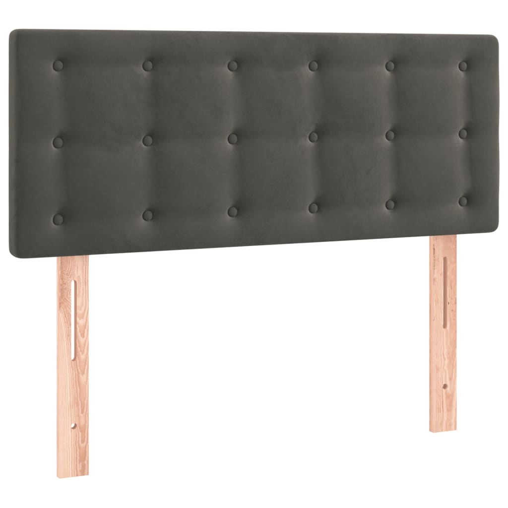 sengegavl med LED-lys 100x5x78/88 cm fløjl mørkegrå