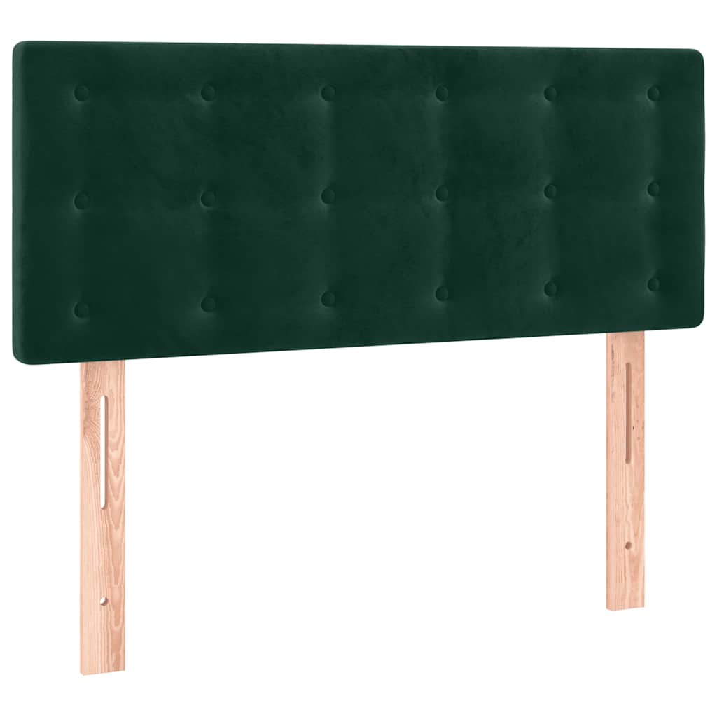sengegavl med LED-lys 100x5x78/88 cm fløjl mørkegrøn