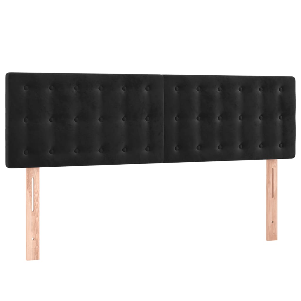 sengegavl med LED-lys 144x5x78/88 cm fløjl sort