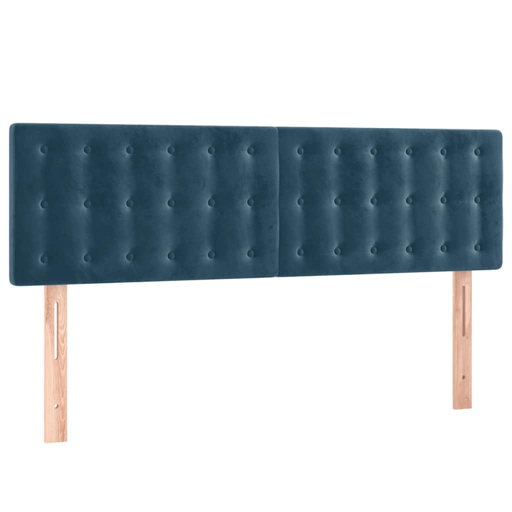 sengegavl med LED-lys 144x5x78/88 cm fløjl mørkeblå