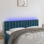 sengegavl med LED-lys 144x5x78/88 cm fløjl mørkeblå