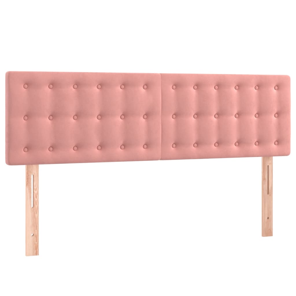 sengegavl med LED-lys 144x5x78/88 cm fløjl lyserød