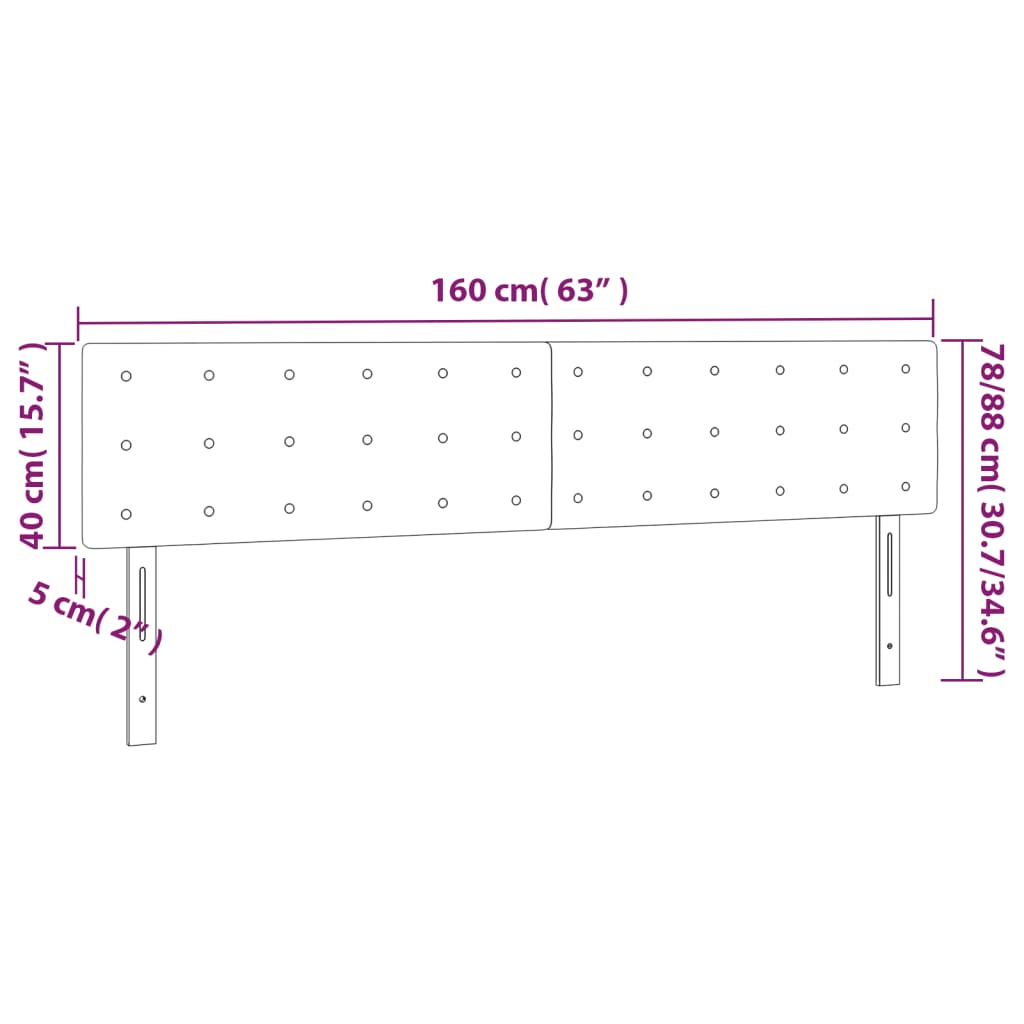 sengegavl med LED-lys 160x5x78/88 cm fløjl lysegrå