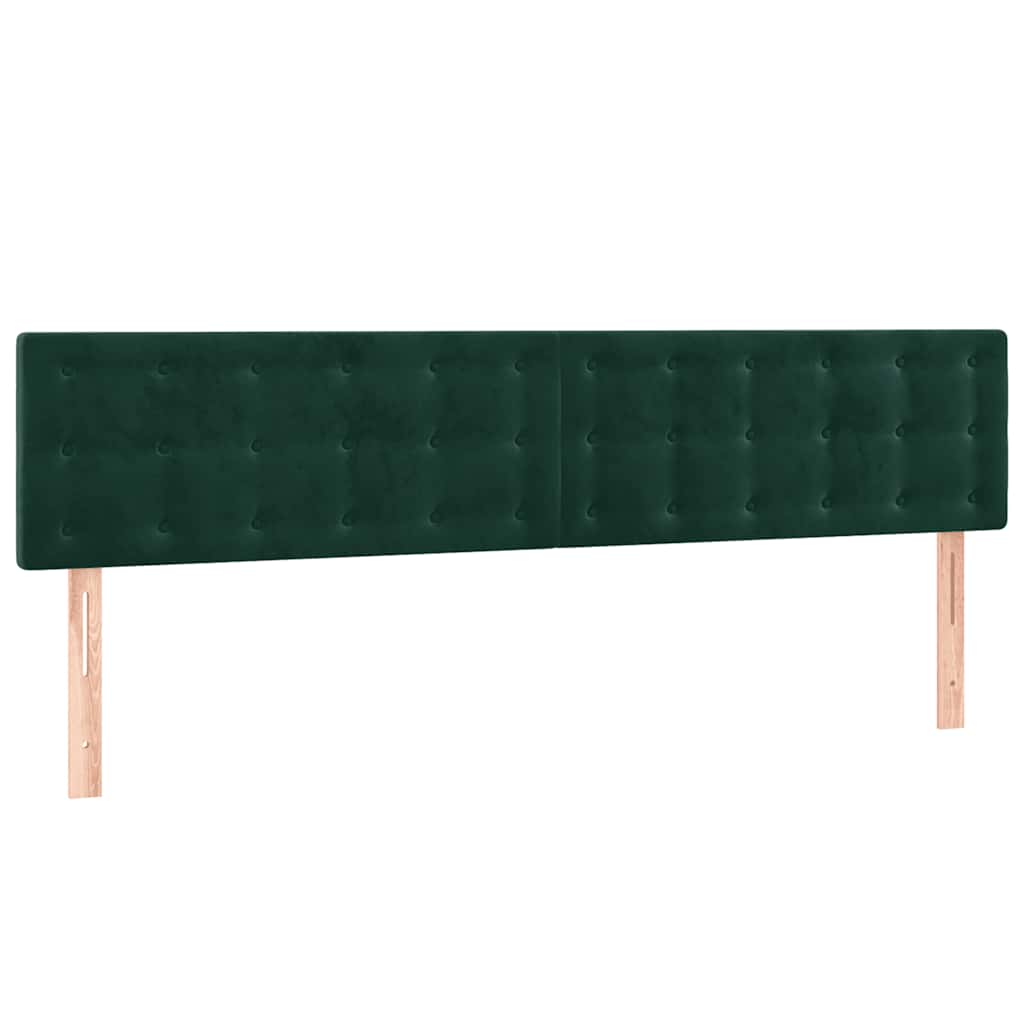 sengegavl med LED-lys 180x5x78/88 cm fløjl mørkegrøn