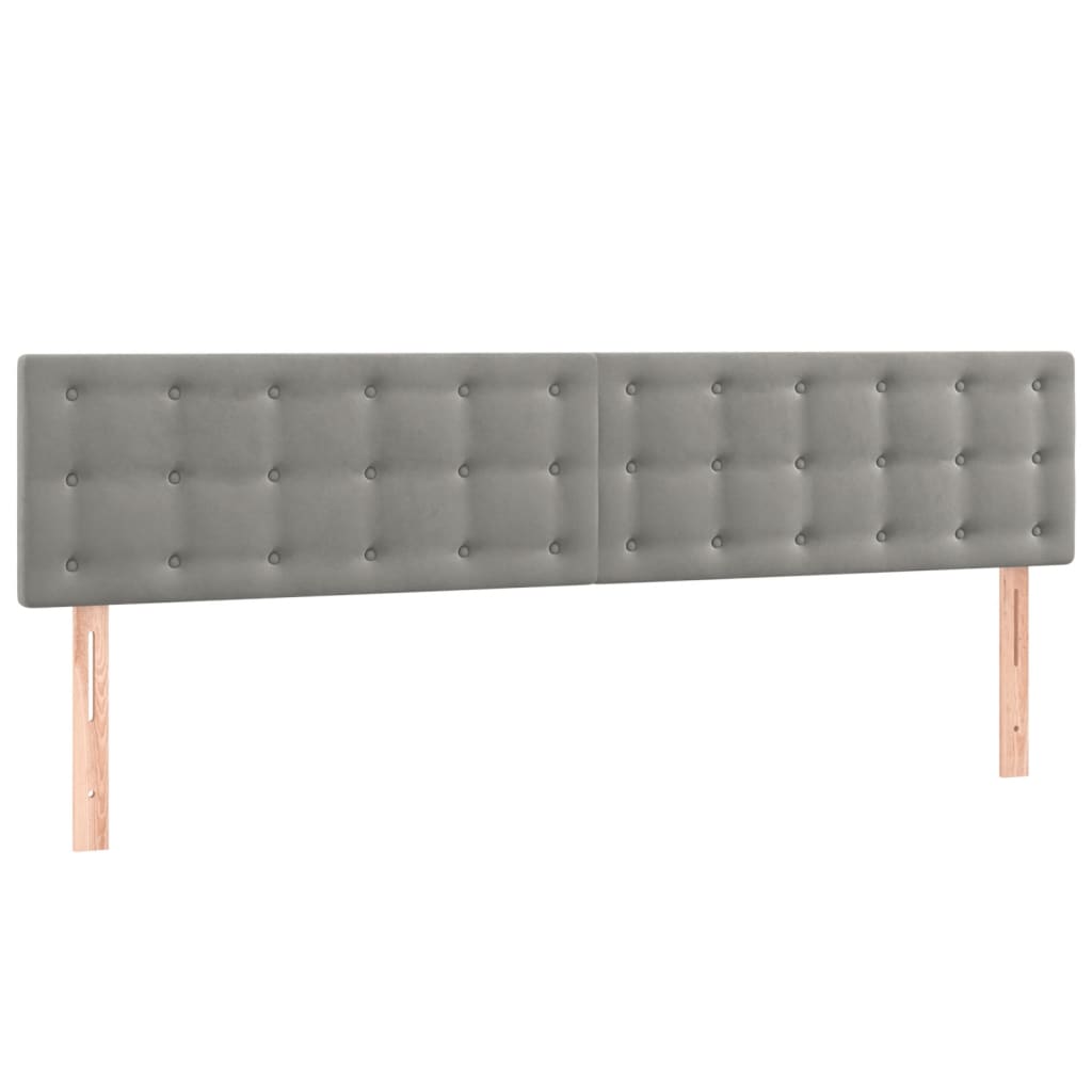 sengegavl med LED-lys 200x5x78/88 cm fløjl lysegrå
