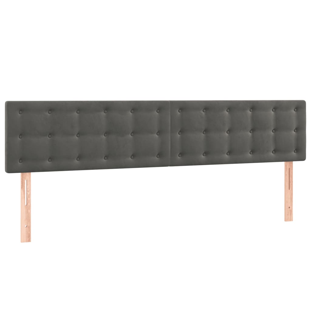 sengegavl med LED-lys 200x5x78/88 cm velour mørkegrå