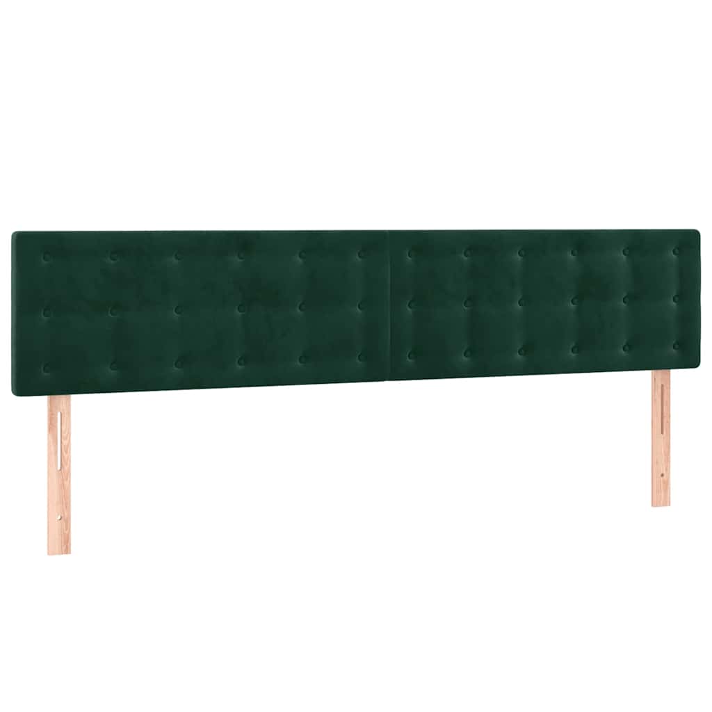 sengegavl med LED-lys 200x5x78/88 cm fløjl mørkegrøn