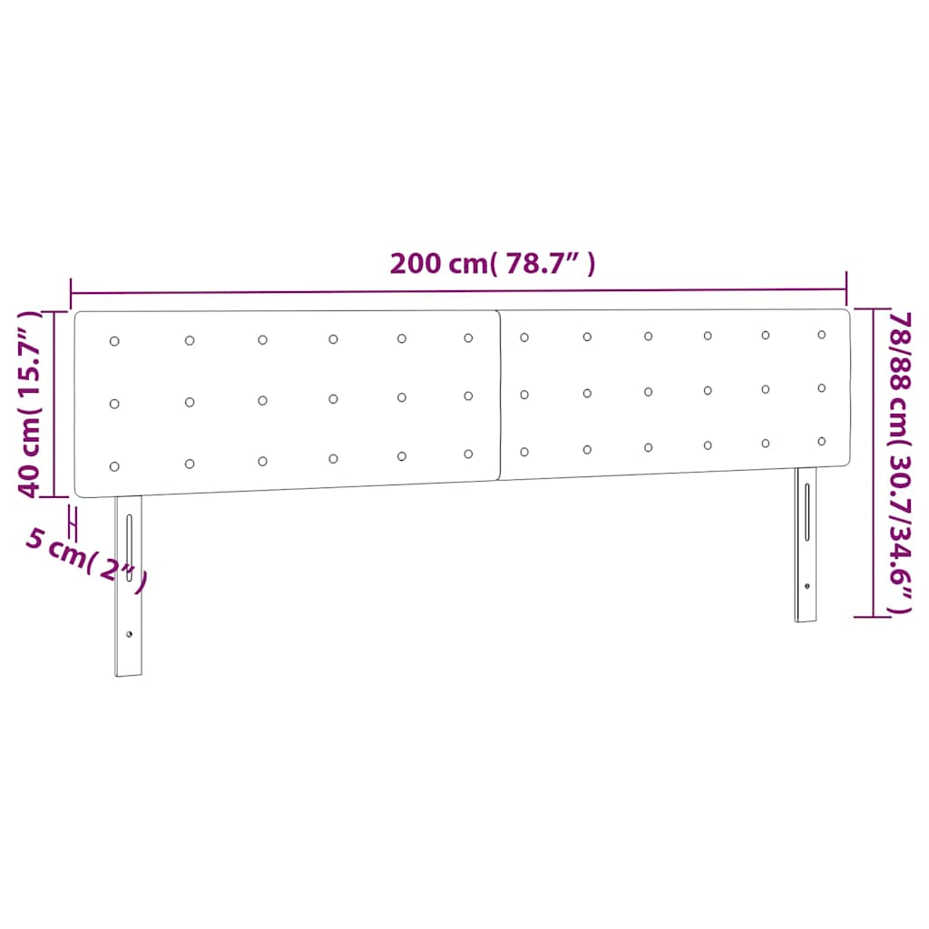 sengegavl med LED-lys 200x5x78/88 cm fløjl mørkegrøn
