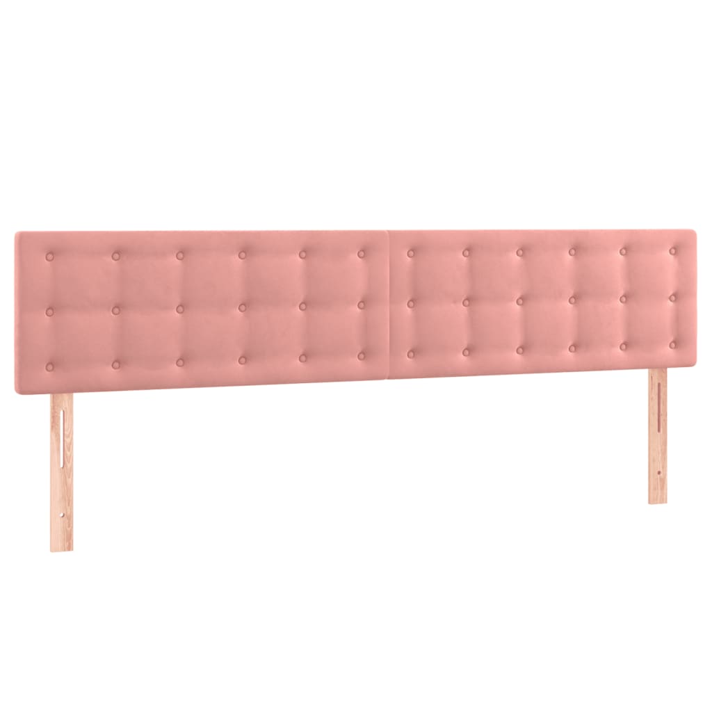 sengegavl med LED-lys 200x5x78/88 cm velour lyserød