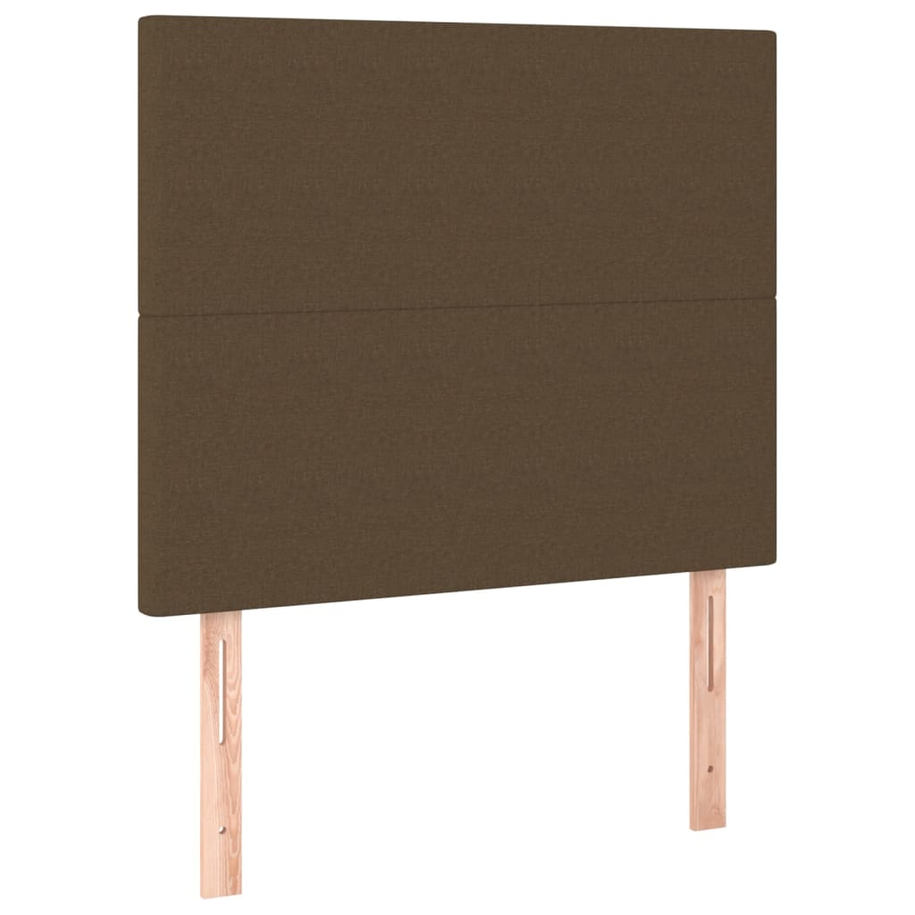 sengegavl med LED-lys 80x5x118/128 cm stof mørkebrun