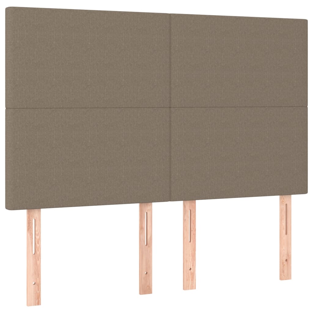 sengegavl med LED-lys 144x5x118/128 cm stof gråbrun