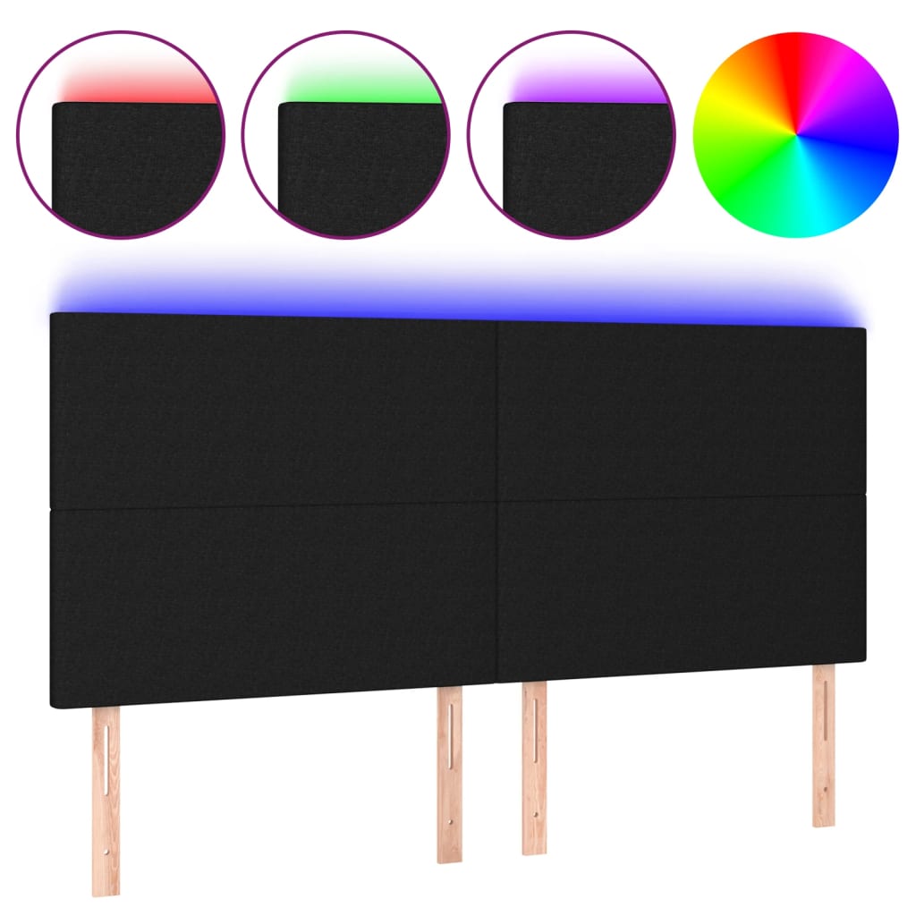 sengegavl med LED-lys 160x5x118/128 cm stof sort