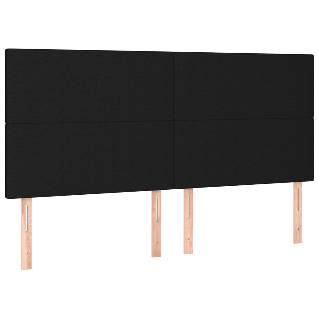 sengegavl med LED-lys 160x5x118/128 cm stof sort