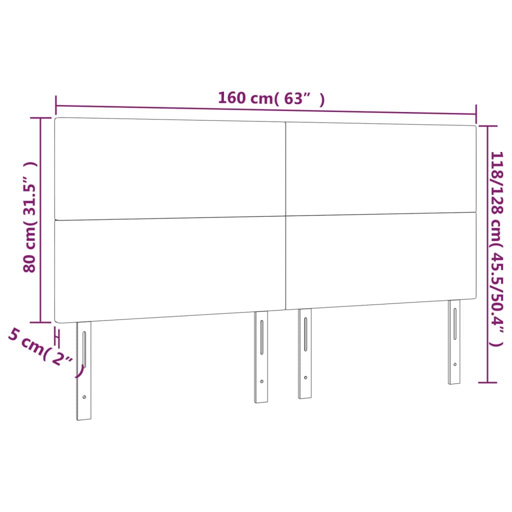 sengegavl med LED-lys 160x5x118/128 cm stof sort