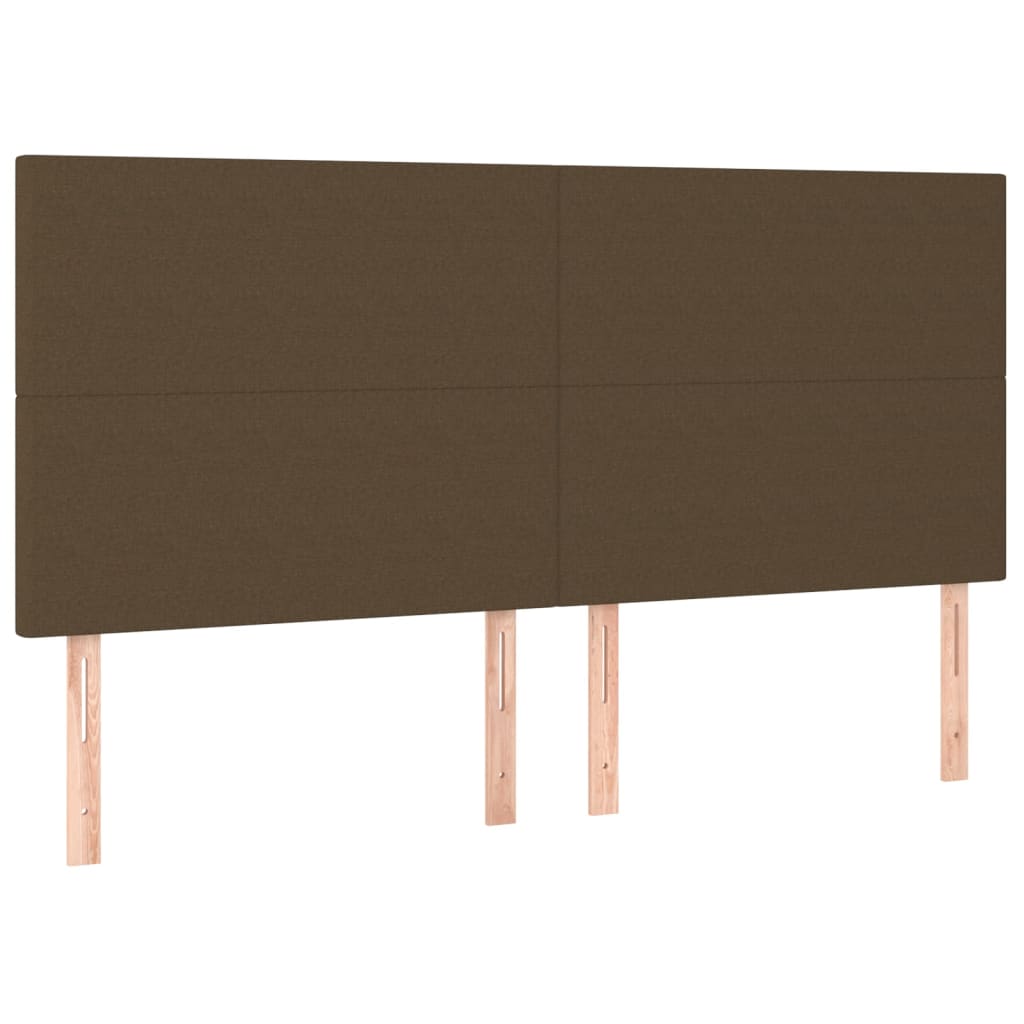 sengegavl med LED-lys 160x5x118/128 cm stof mørkebrun