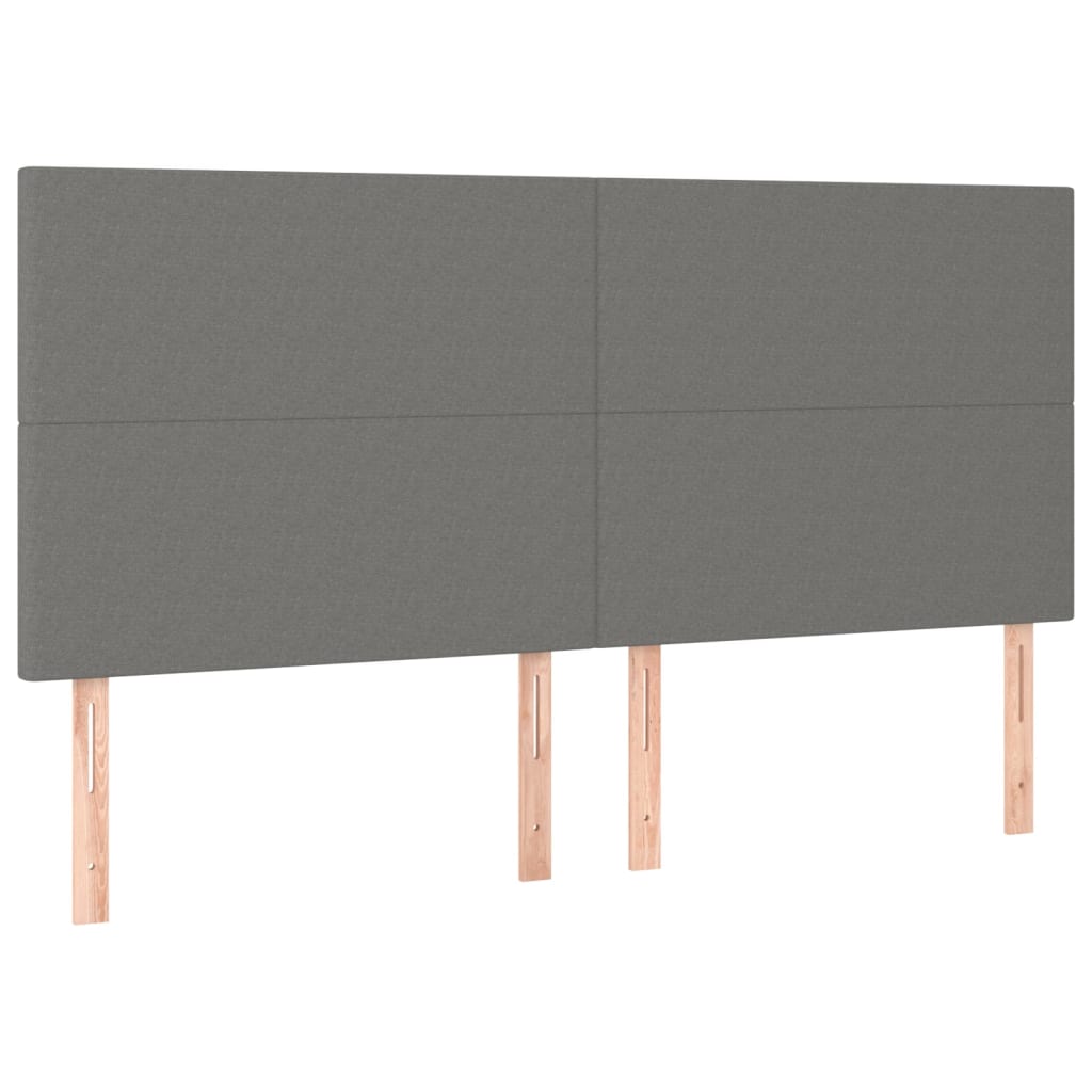 sengegavl med LED-lys 180x5x118/128 cm stof mørkegrå