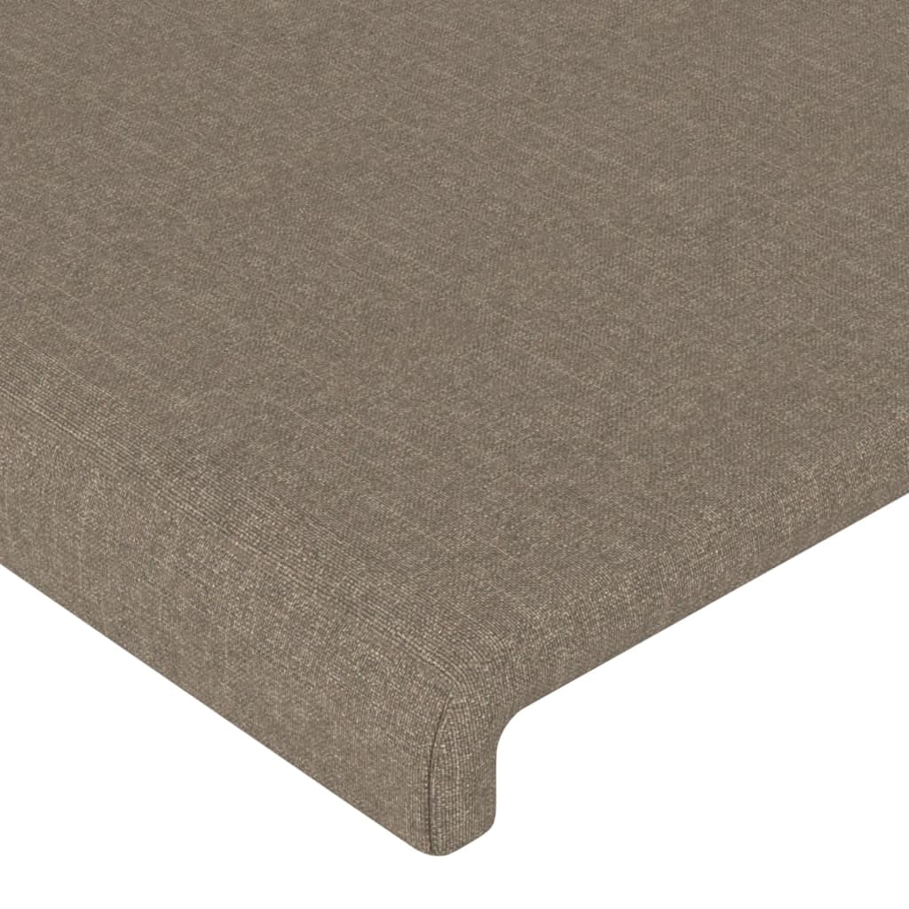 sengegavl med LED-lys 180x5x118/128 cm stof gråbrun