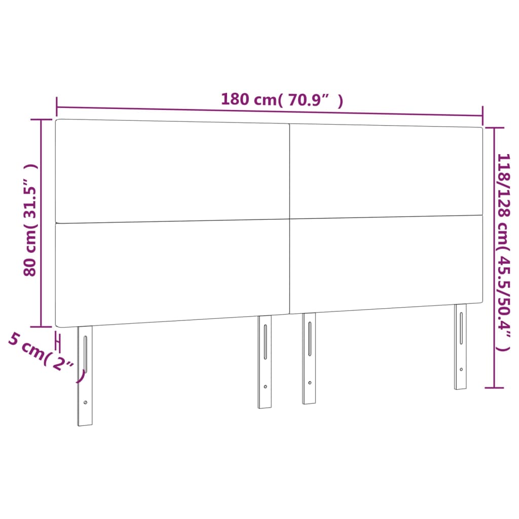 sengegavl med LED-lys 180x5x118/128 cm stof gråbrun