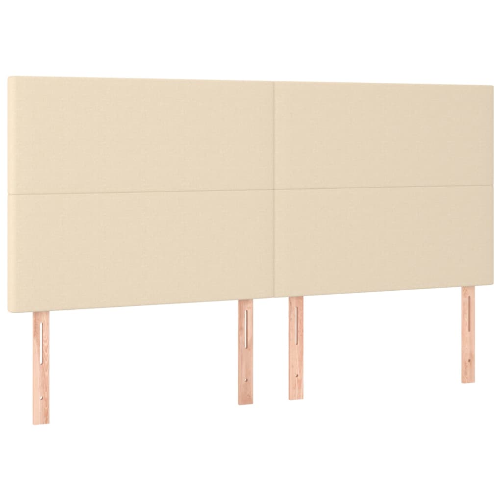 sengegavl med LED-lys 180x5x118/128 cm stof cremefarvet