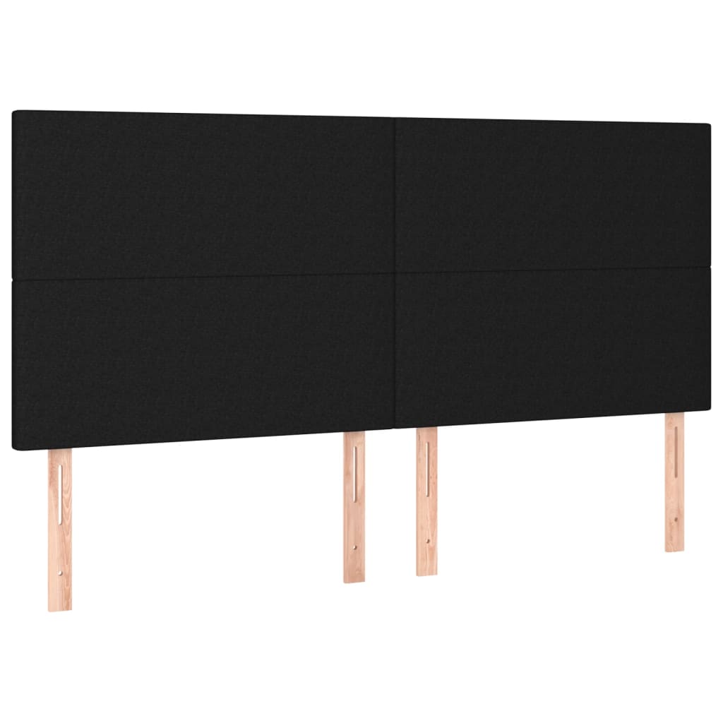 sengegavl med LED-lys 200x5x118/128 cm stof sort