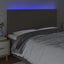 sengegavl med LED-lys 200x5x118/128 cm stof gråbrun