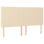 sengegavl med LED-lys 200x5x118/128 cm stof Cremefarvet