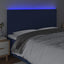 sengegavl med LED-lys 200x5x118/128 cm stof blå