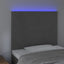 sengegavl med LED-lys 80x5x118/128 cm fløjl mørkegrå